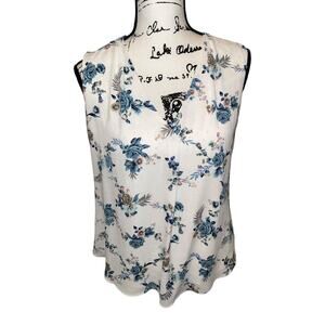 White House Black Market Size 4 Floral Chiffon Layered‎ Sleeveless Blouse